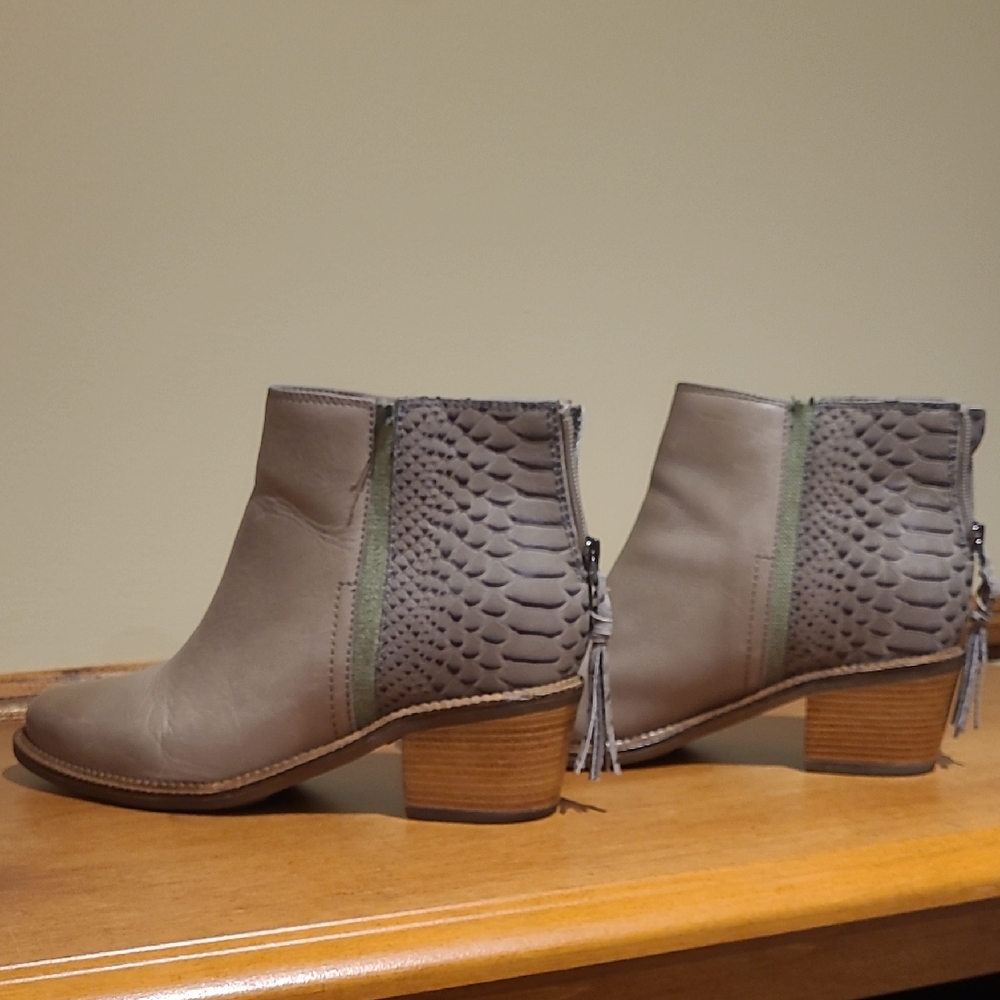 Hush Puppies Taupe Ankle Boots with Textured Detail